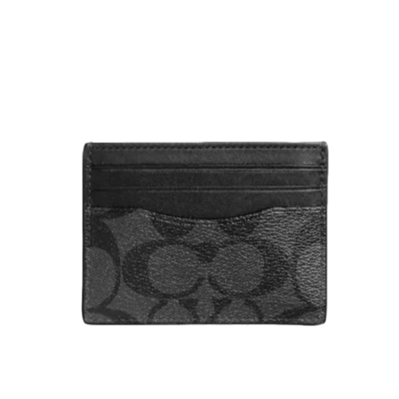 Coach F58110 Slim ID Card Case in Signature Canvas, Charcoal/Black - Picture 1 of 4